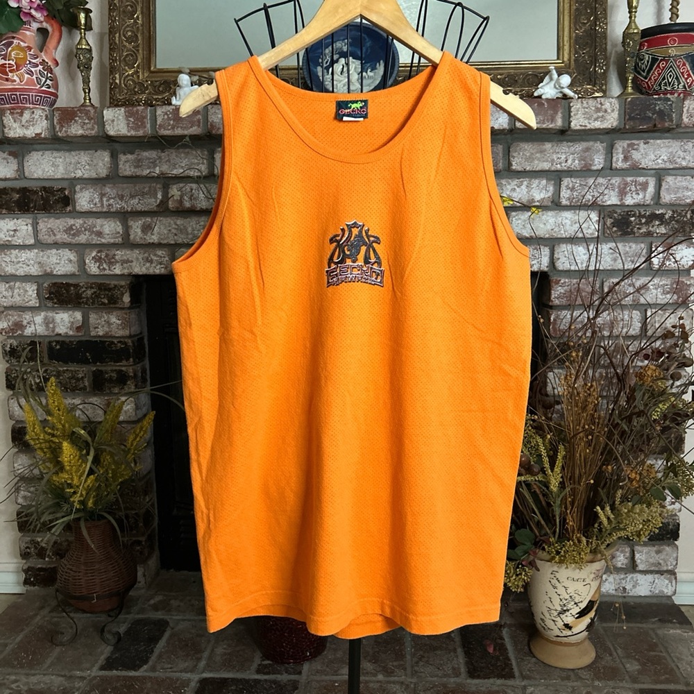Vintage 90s Gecko Men’s Hawaii Orange Mesh Tank Top Sz M